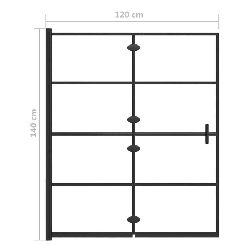 Douchewand inklapbaar 100x140 cm ESG zwart