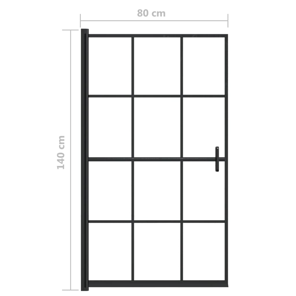 Douchewand 116x140 cm ESG zwart