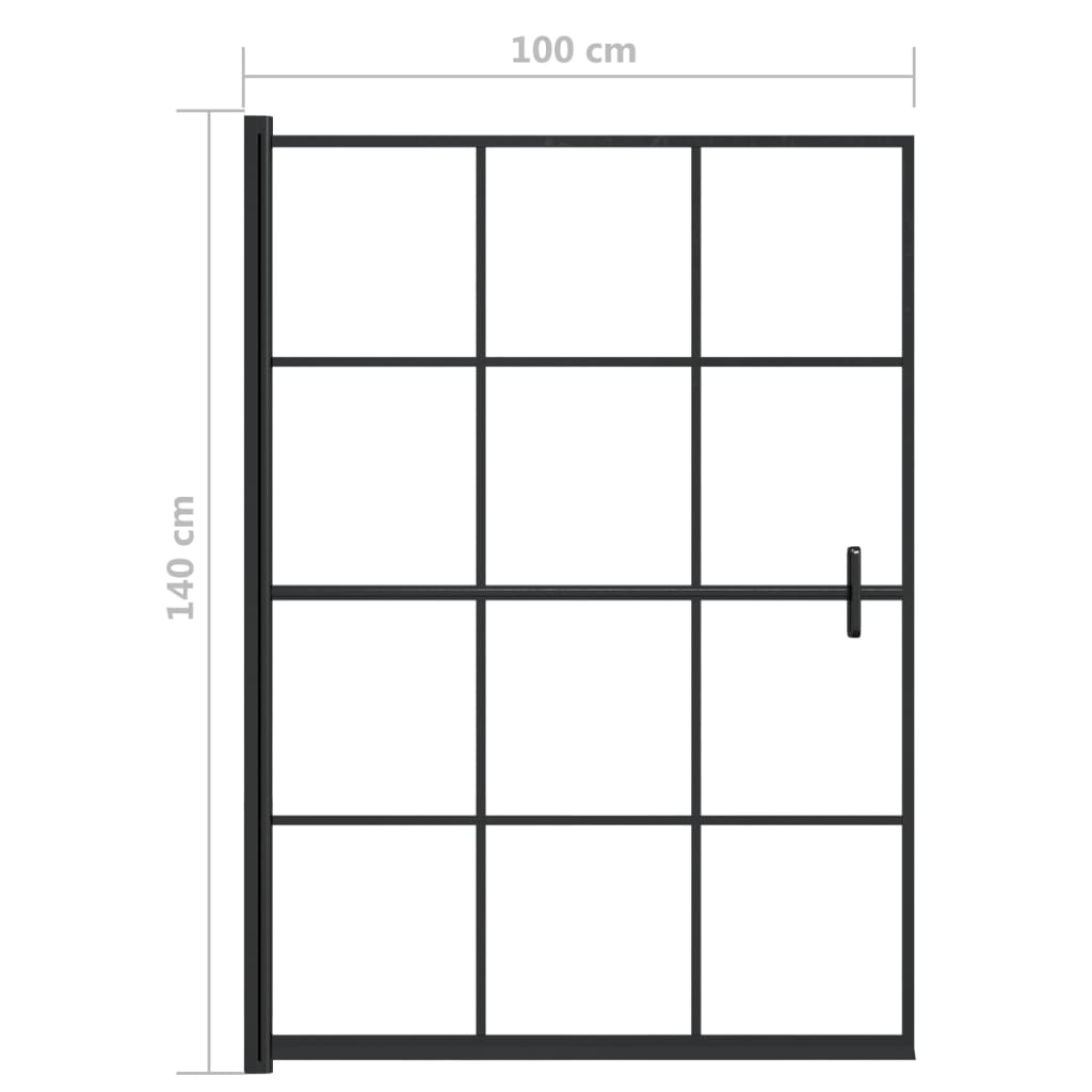 Douchewand 116x140 cm ESG zwart