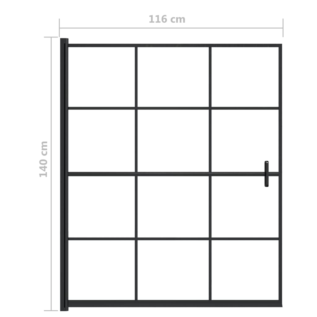 Douchewand 116x140 cm ESG zwart