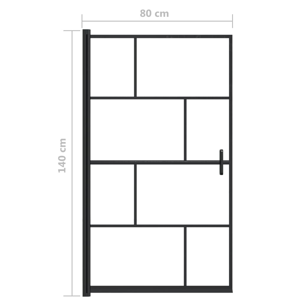 Douchewand 100x140 cm ESG zwart