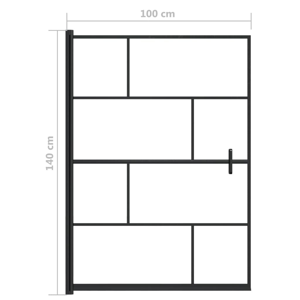 Douchewand 100x140 cm ESG zwart