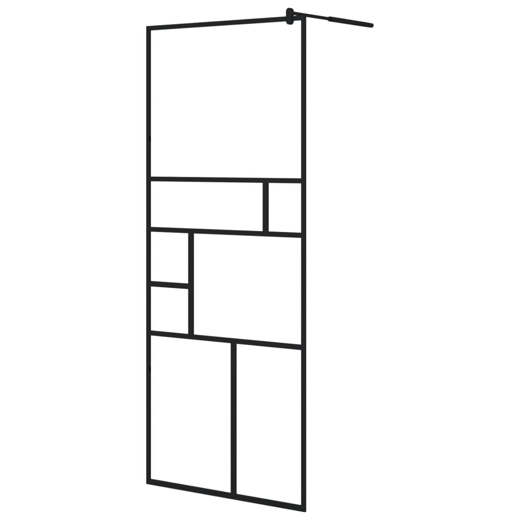 Inloopdouchewand 100x195 cm ESG-glas transparant en zwart