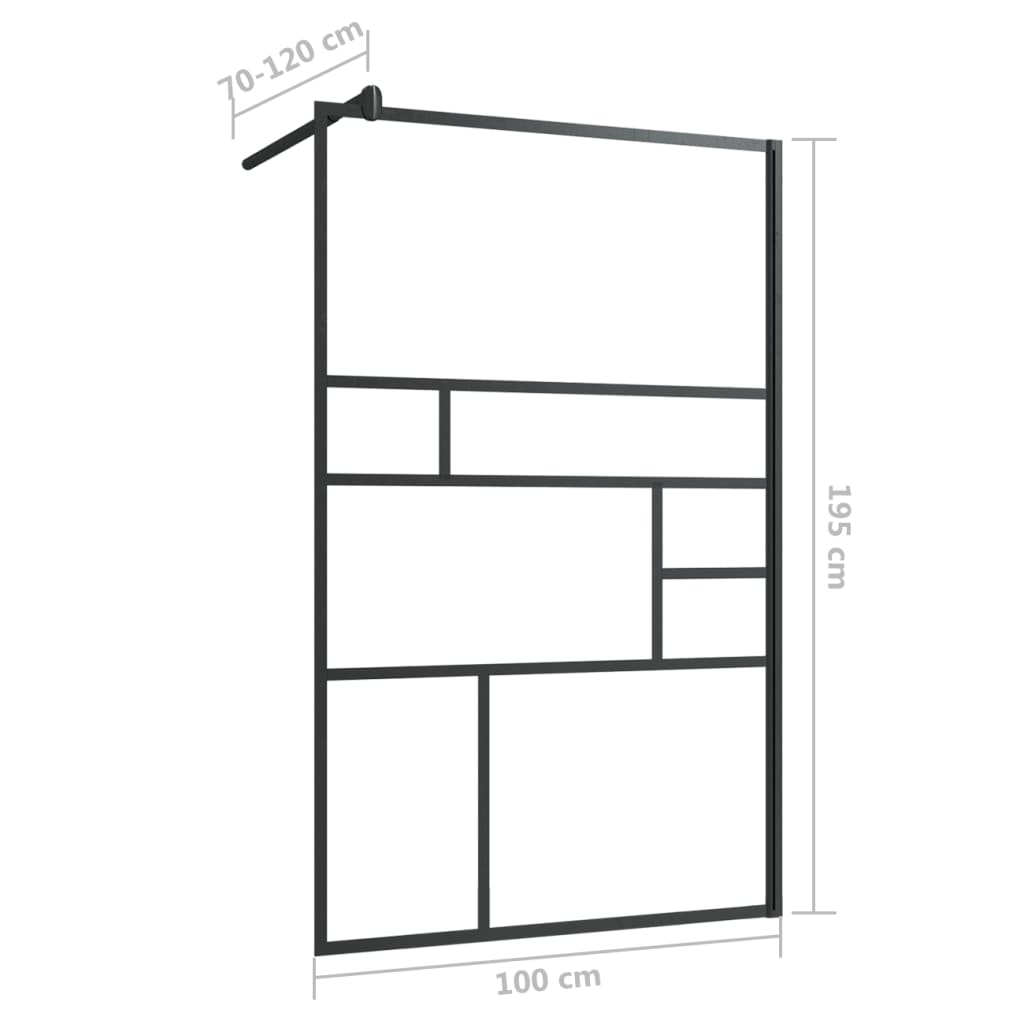 Inloopdouchewand 100x195 cm ESG-glas transparant en