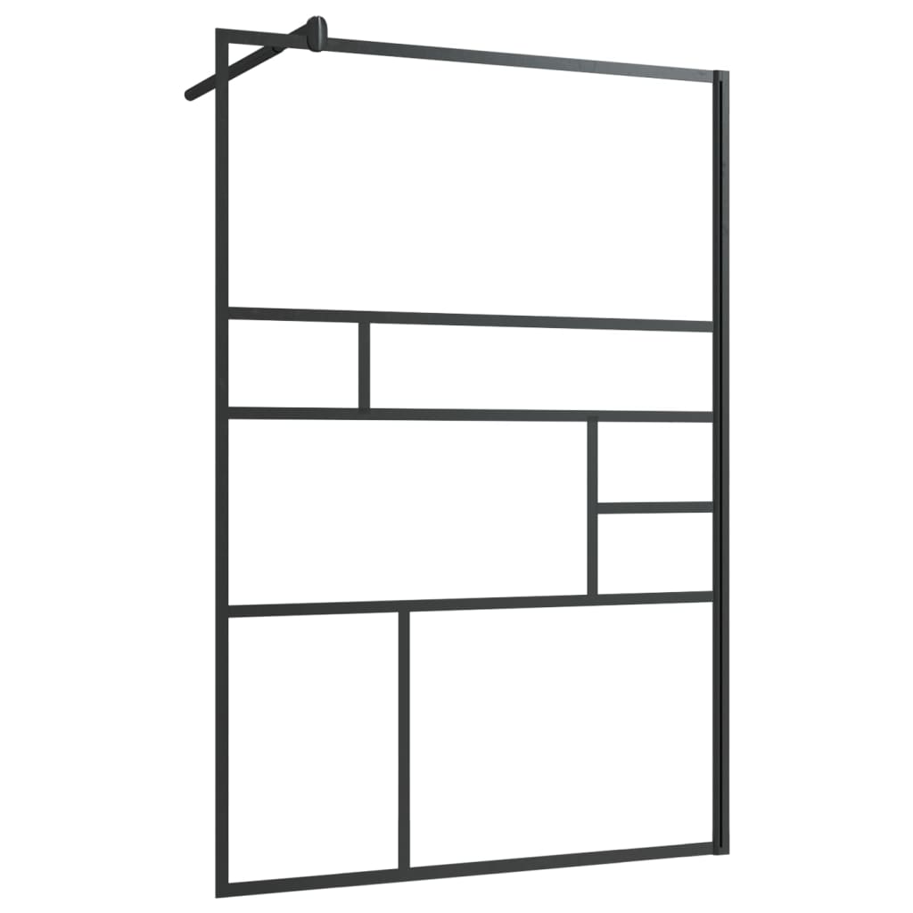 Inloopdouchewand 100x195 cm ESG-glas transparant en zwart