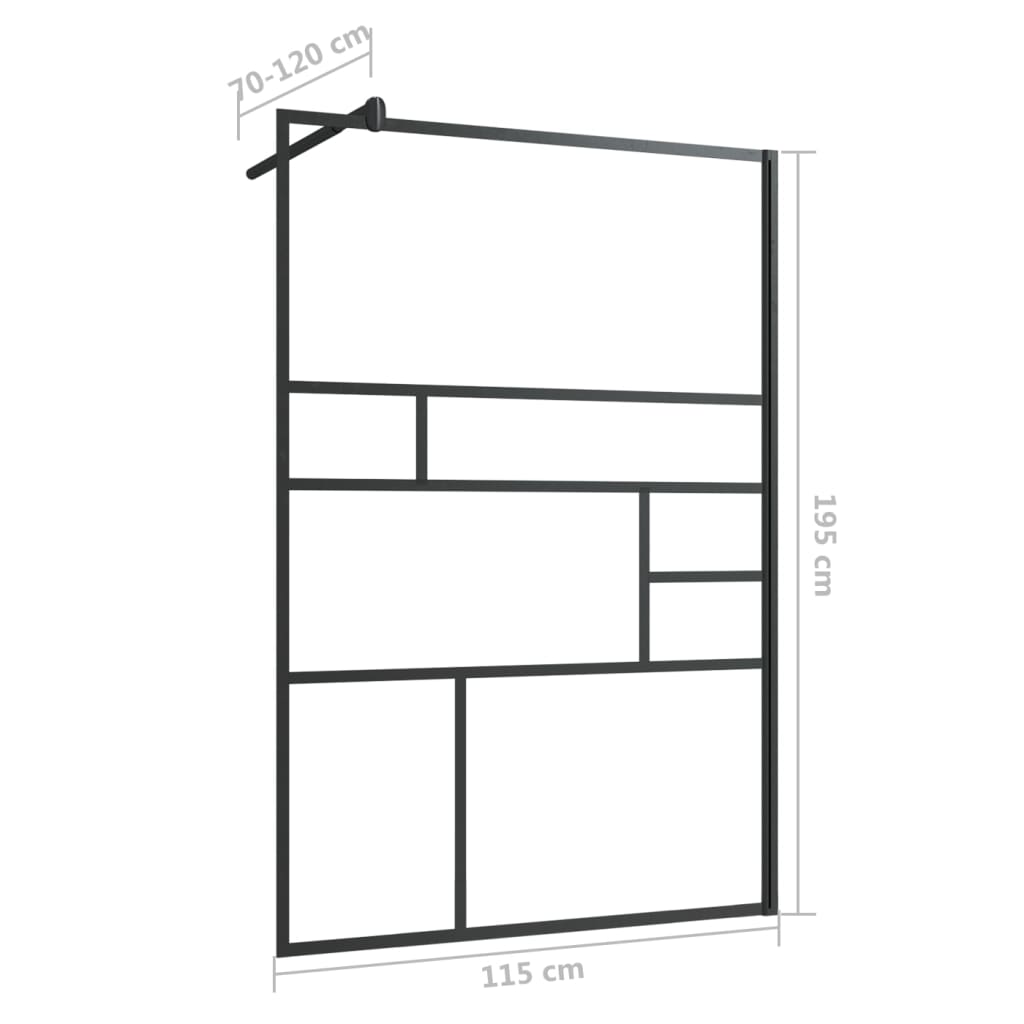 Inloopdouchewand 100x195 cm ESG-glas transparant en zwart