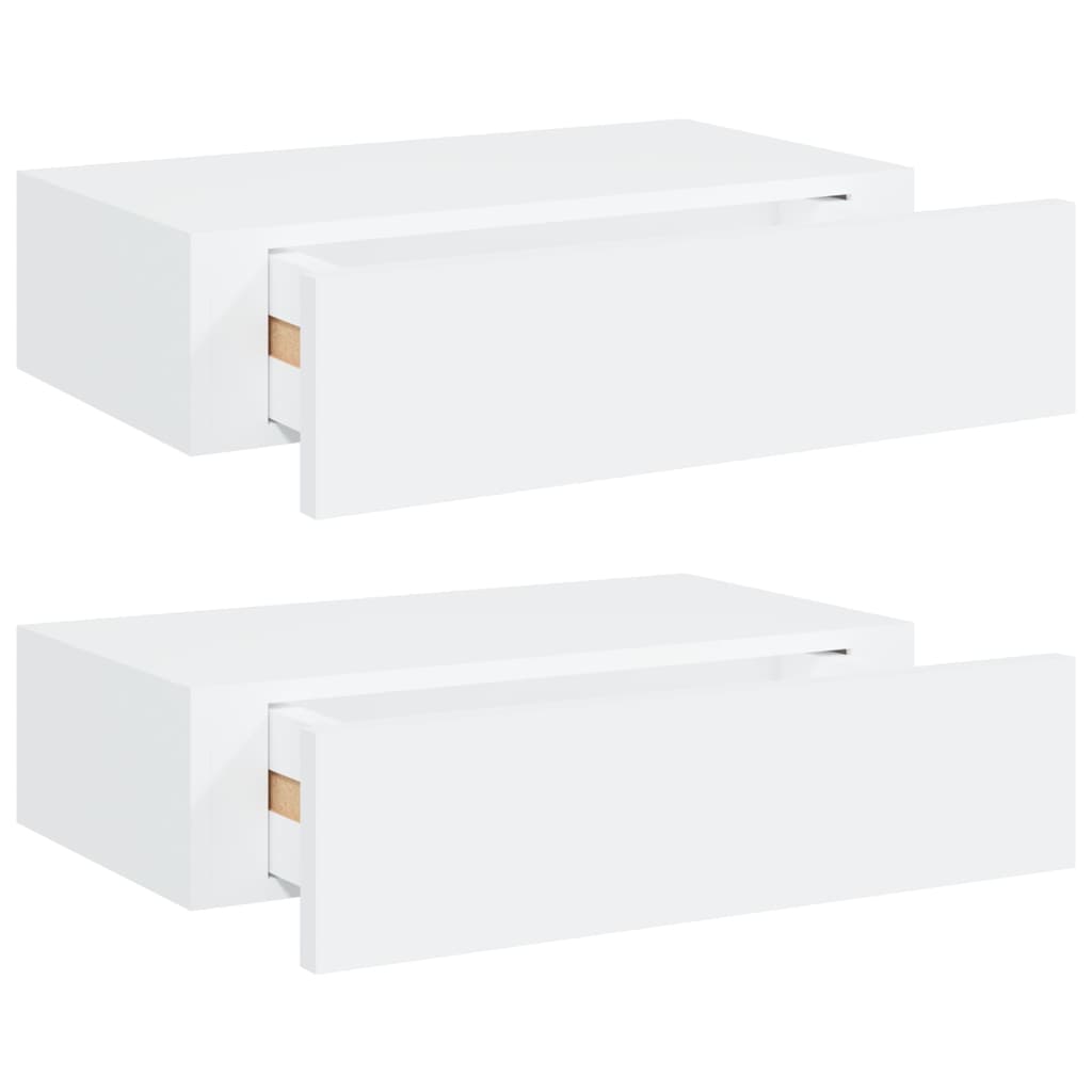 Wandschappen 2 st met lade 60x23,5x10 cm MDF