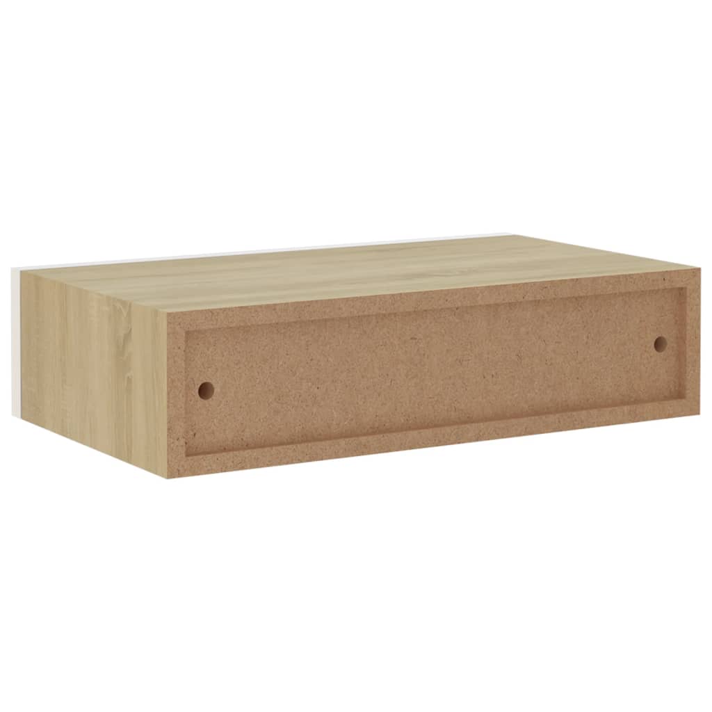 Wandschappen 2 st met lade 60x23,5x10 cm MDF