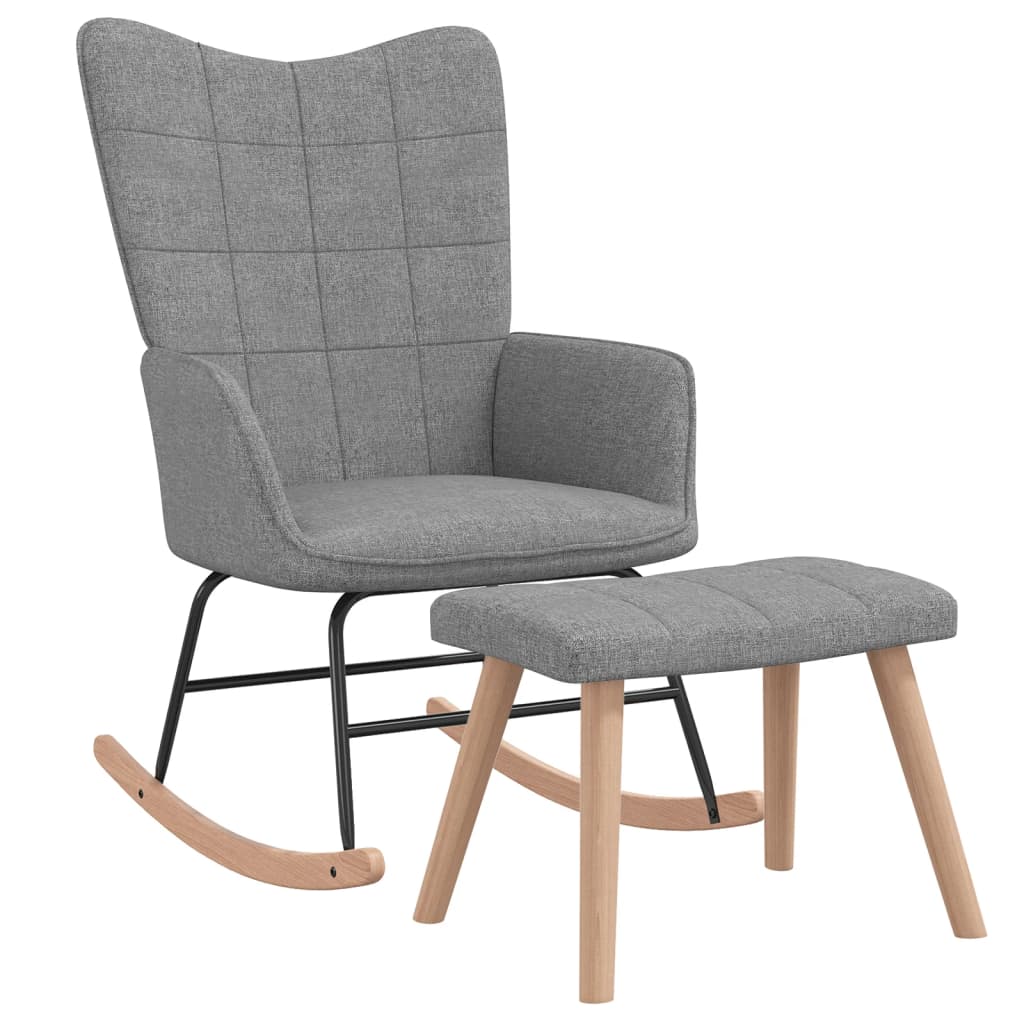 Rocking chair avec repose-pieds en tissu