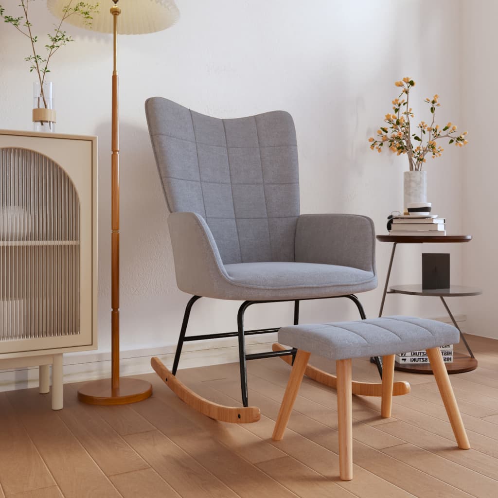 Rocking chair avec repose-pieds en tissu