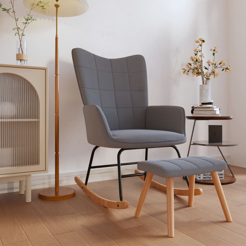 Rocking chair avec repose-pieds en tissu