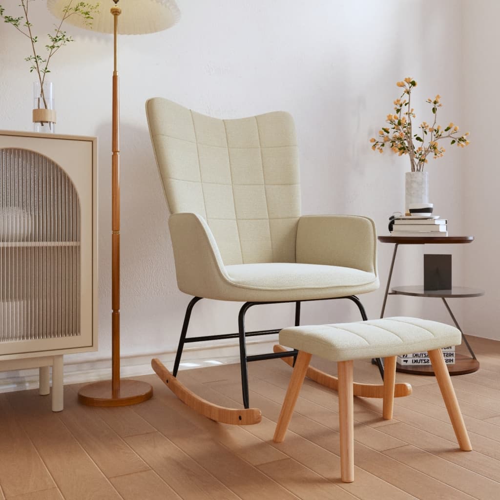 Rocking chair avec repose-pieds en tissu