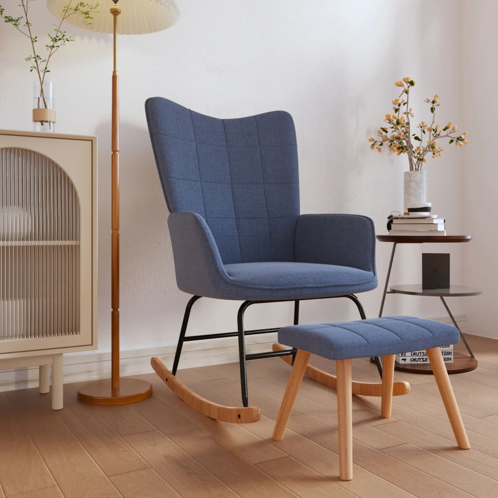 Rocking chair avec repose-pieds en tissu