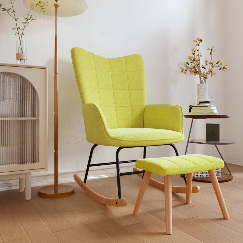 Rocking chair avec repose-pieds en tissu