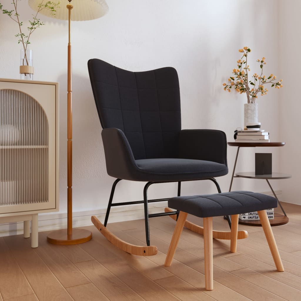 Rocking chair avec repose-pieds en tissu