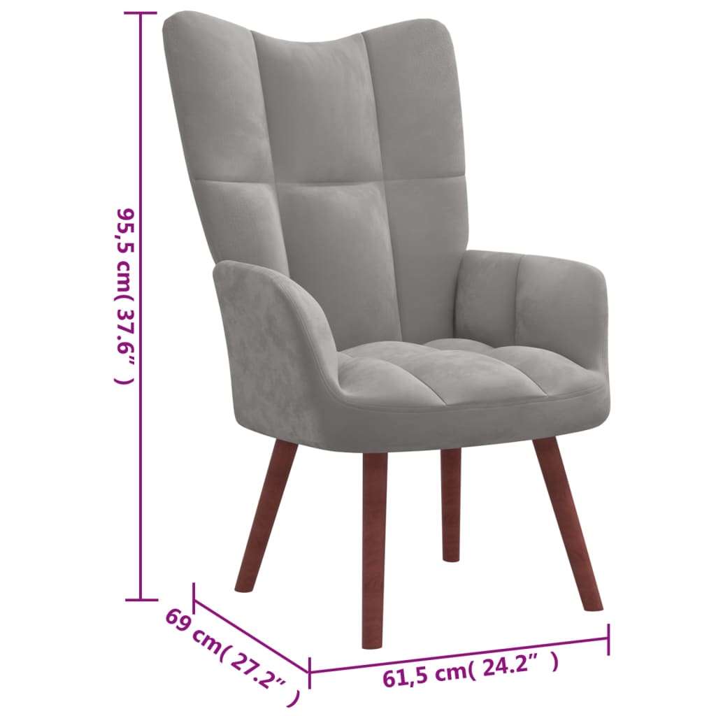 Fauteuil relax avec repose-pieds en velours