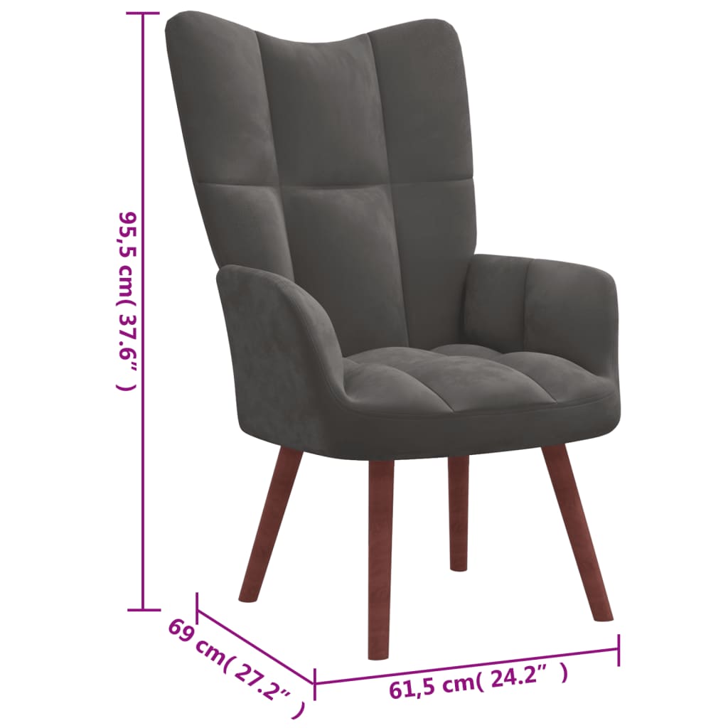 Fauteuil relax avec repose-pieds en velours