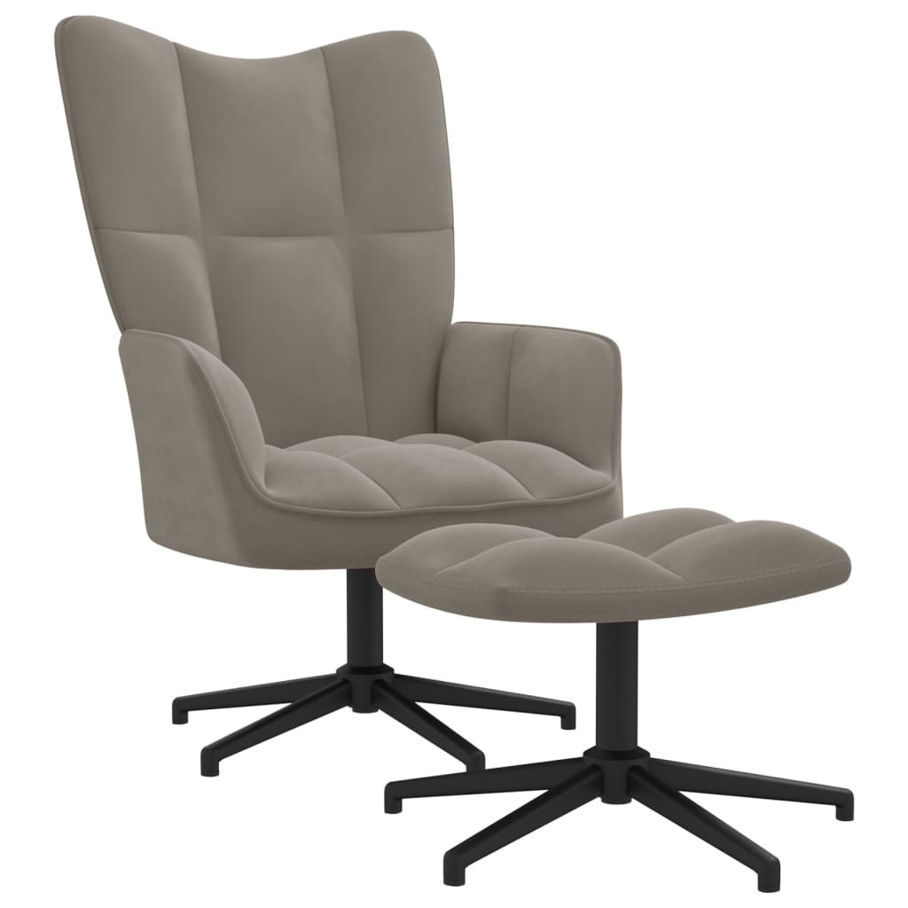 Fauteuil relax avec repose-pieds en velours