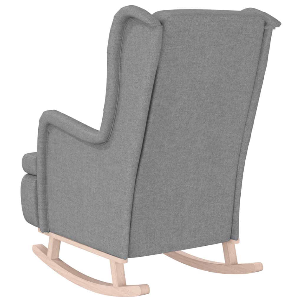 Fauteuil met massief rubberwood schommelpoten stof