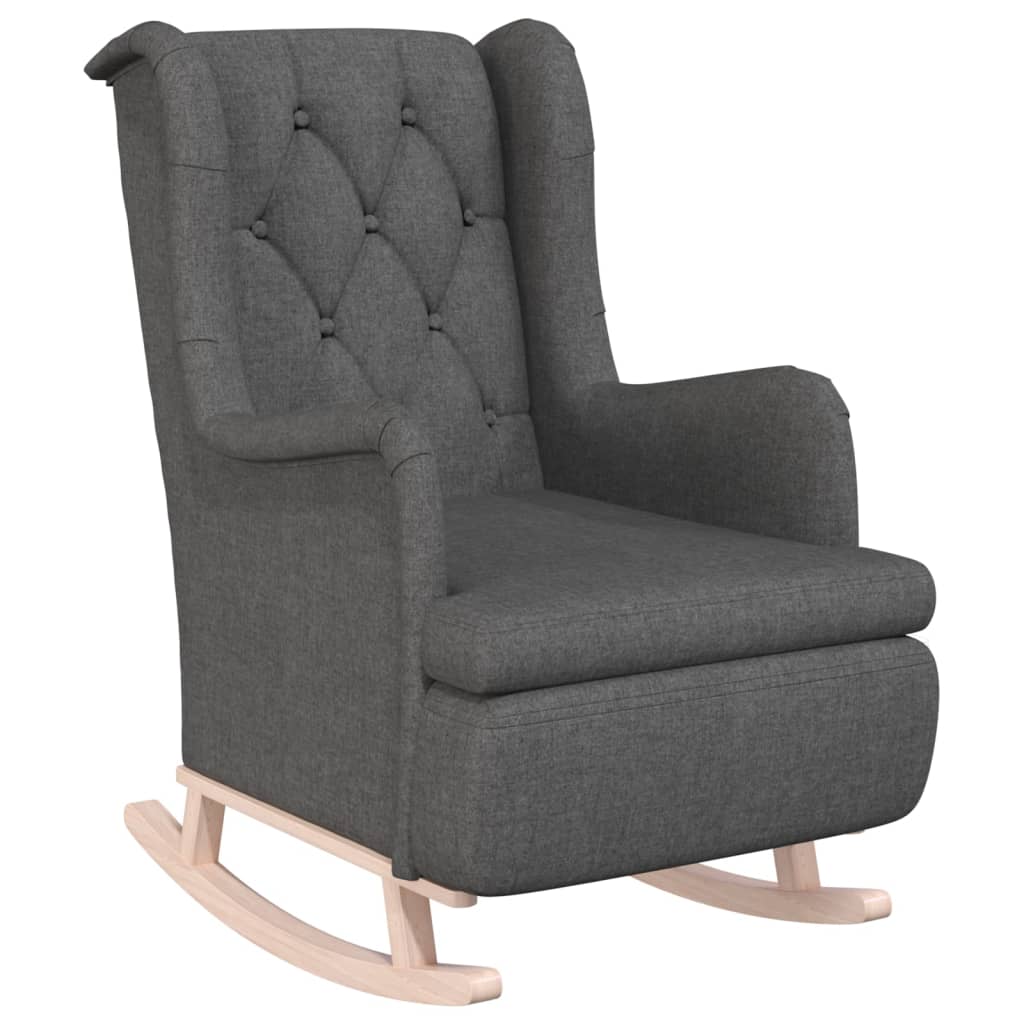 Fauteuil met massief rubberwood schommelpoten stof