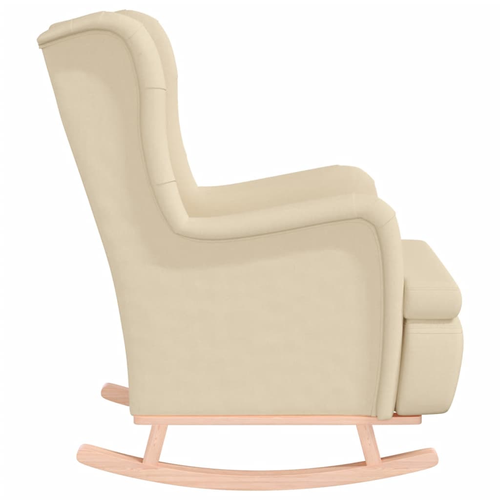 Fauteuil met massief rubberwood schommelpoten stof