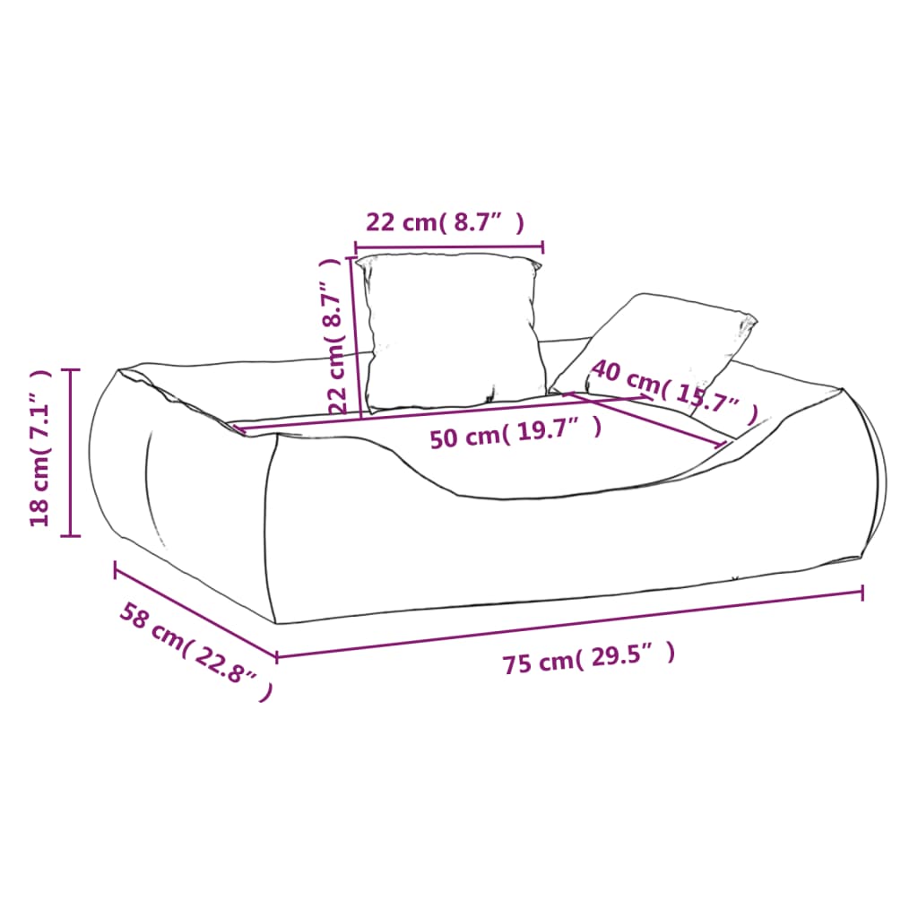 Hondenbed met kussens 115x100x20 cm oxford stof zwart