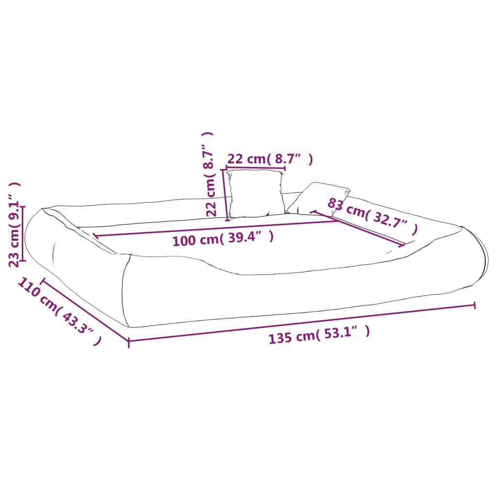 Hondenbed met kussens 115x100x20 cm oxford stof zwart