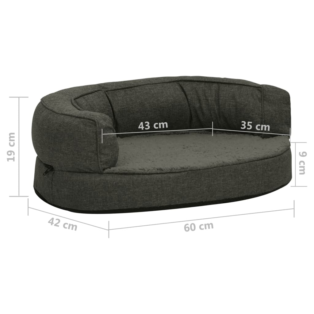 Hondenbed ergonomisch linnen-look 75x53 cm fleece