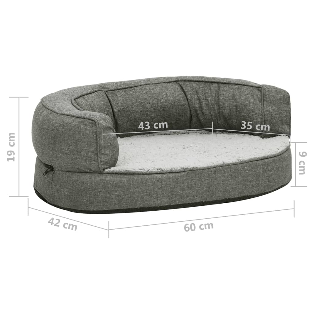 Hondenbed ergonomisch linnen-look 75x53 cm fleece