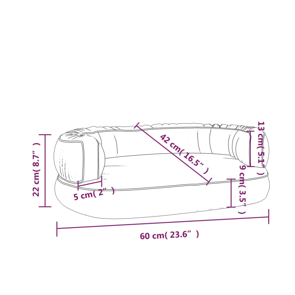 Hondenmand met ergonomisch schuim 60x42 cm kunstleer