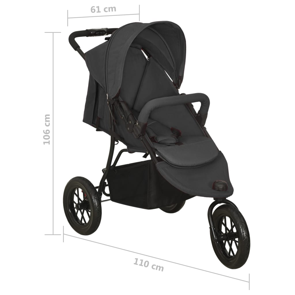 Kinderwagen staal antracietkleurig