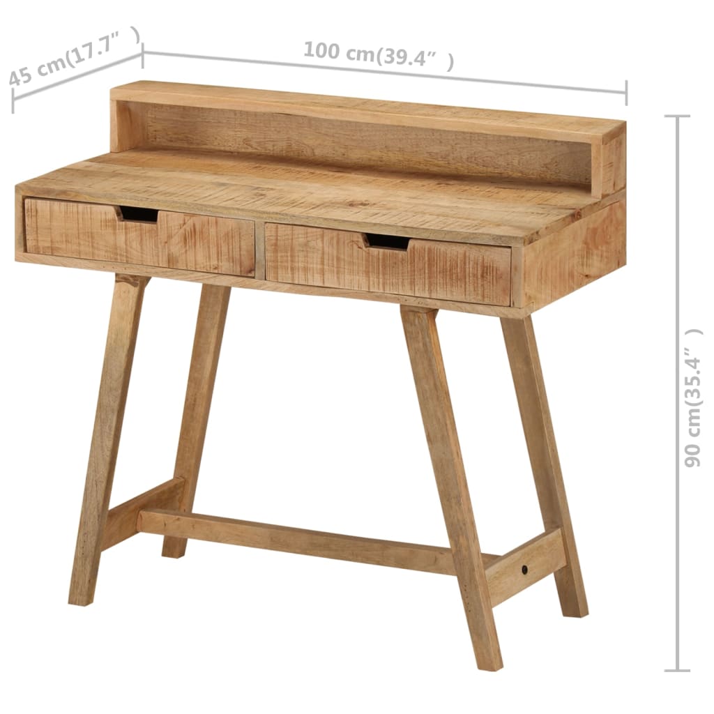 Bureau 100x45x90 cm bois de manguier brut massif