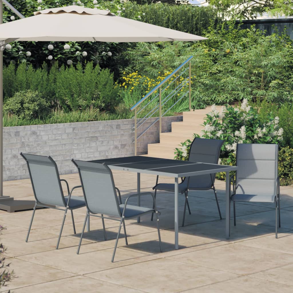 Salon de jardin en acier 7 pièces, anthracite