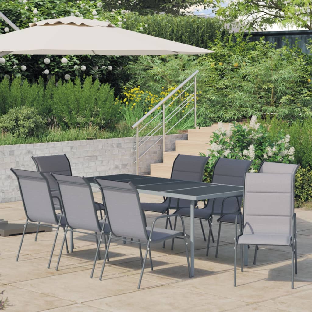 Salon de jardin en acier 7 pièces, anthracite