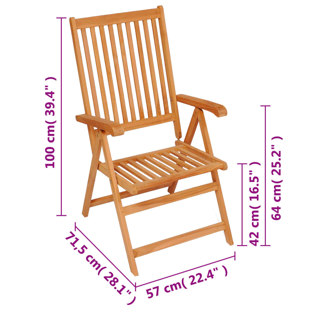 Tuinstoelen 8 st verstelbaar massief teakhout