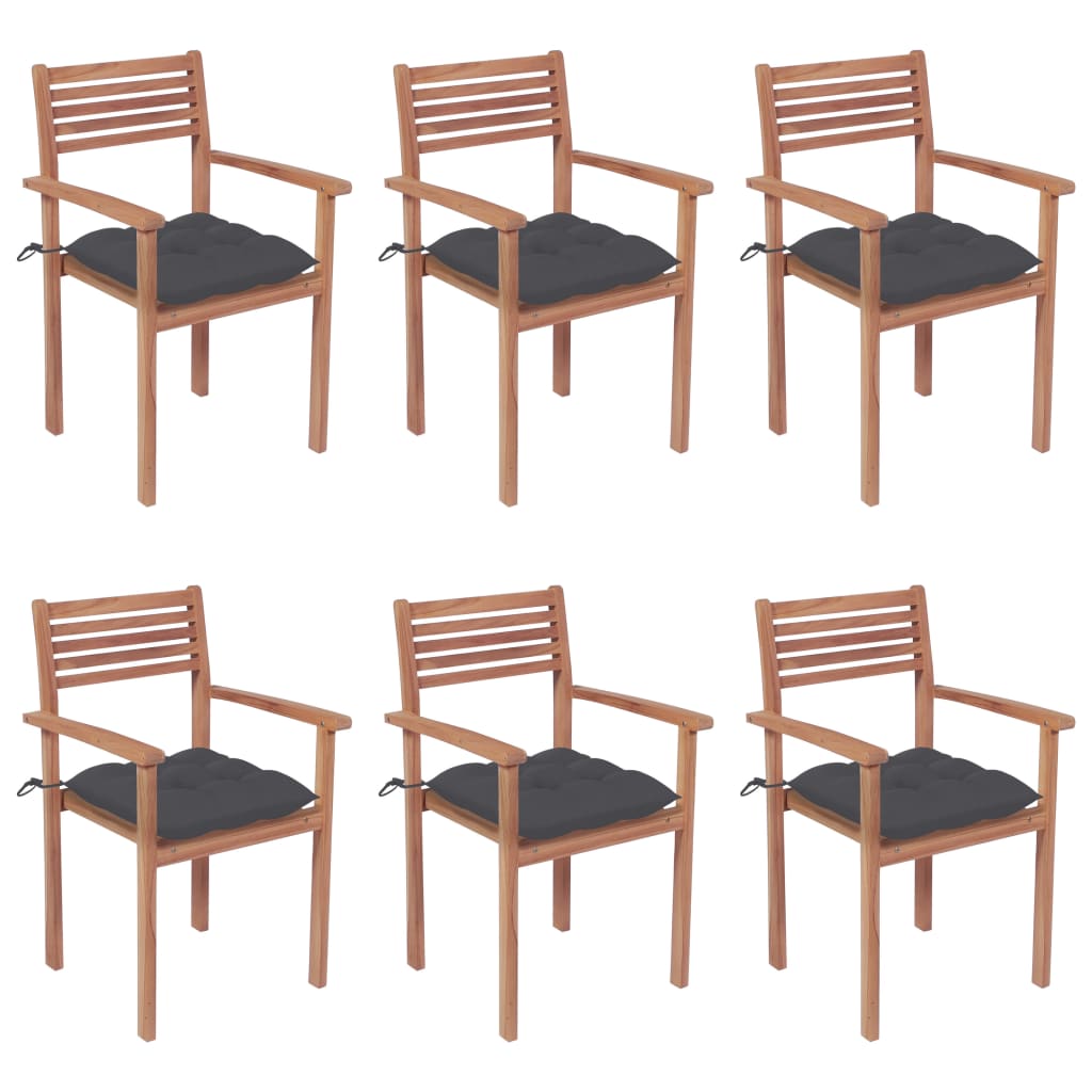 Chaises de jardin 2 pcs avec coussins blanc crème en bois de teck massif