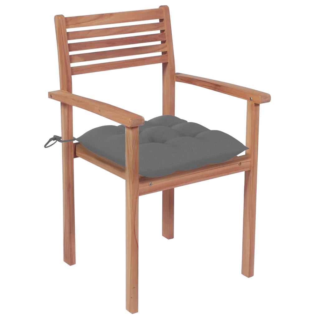 Chaises de jardin 2 pcs avec coussins blanc crème en bois de teck massif