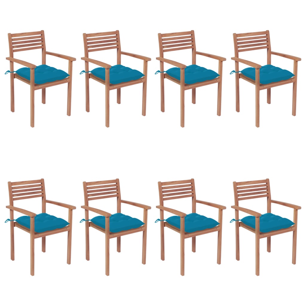 Chaises de jardin 2 pcs avec coussins blanc crème en bois de teck massif