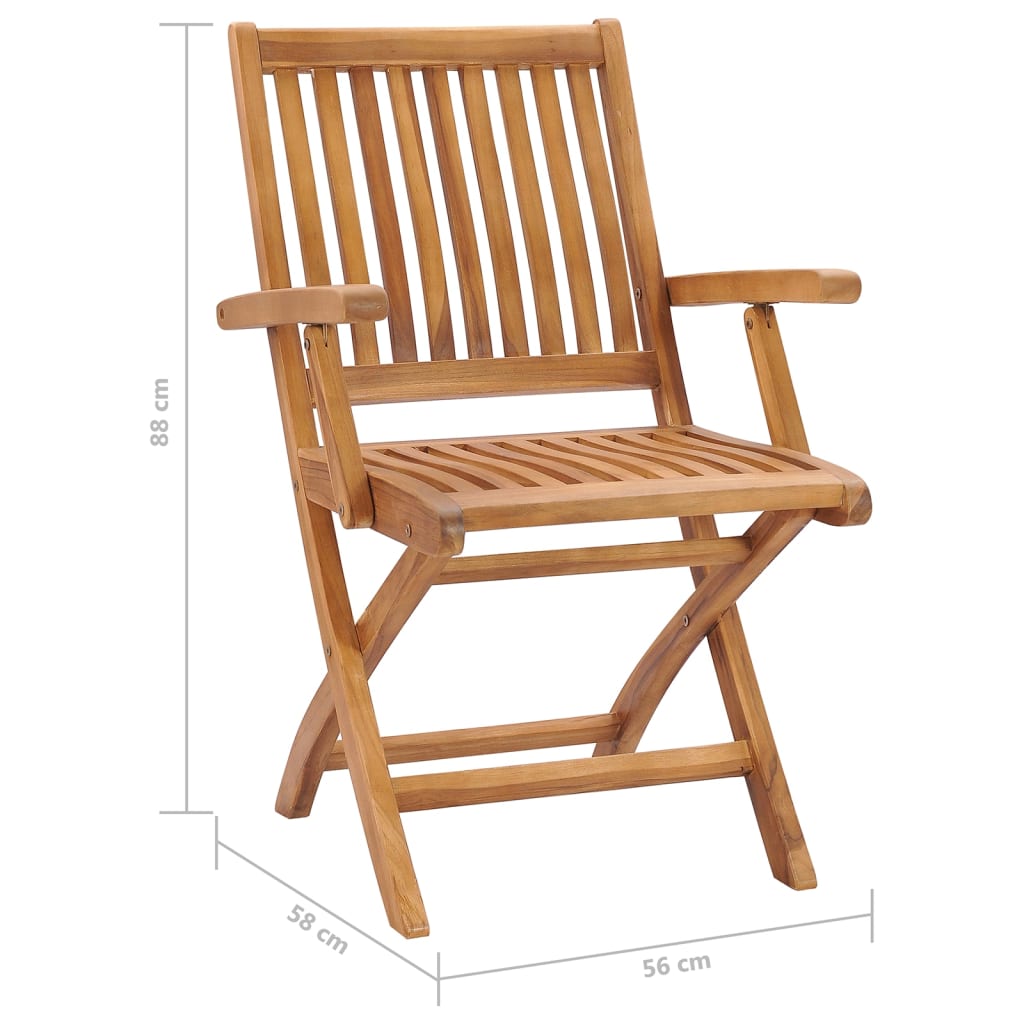 Chaises de jardin 2 pcs pliables en bois de teck massif