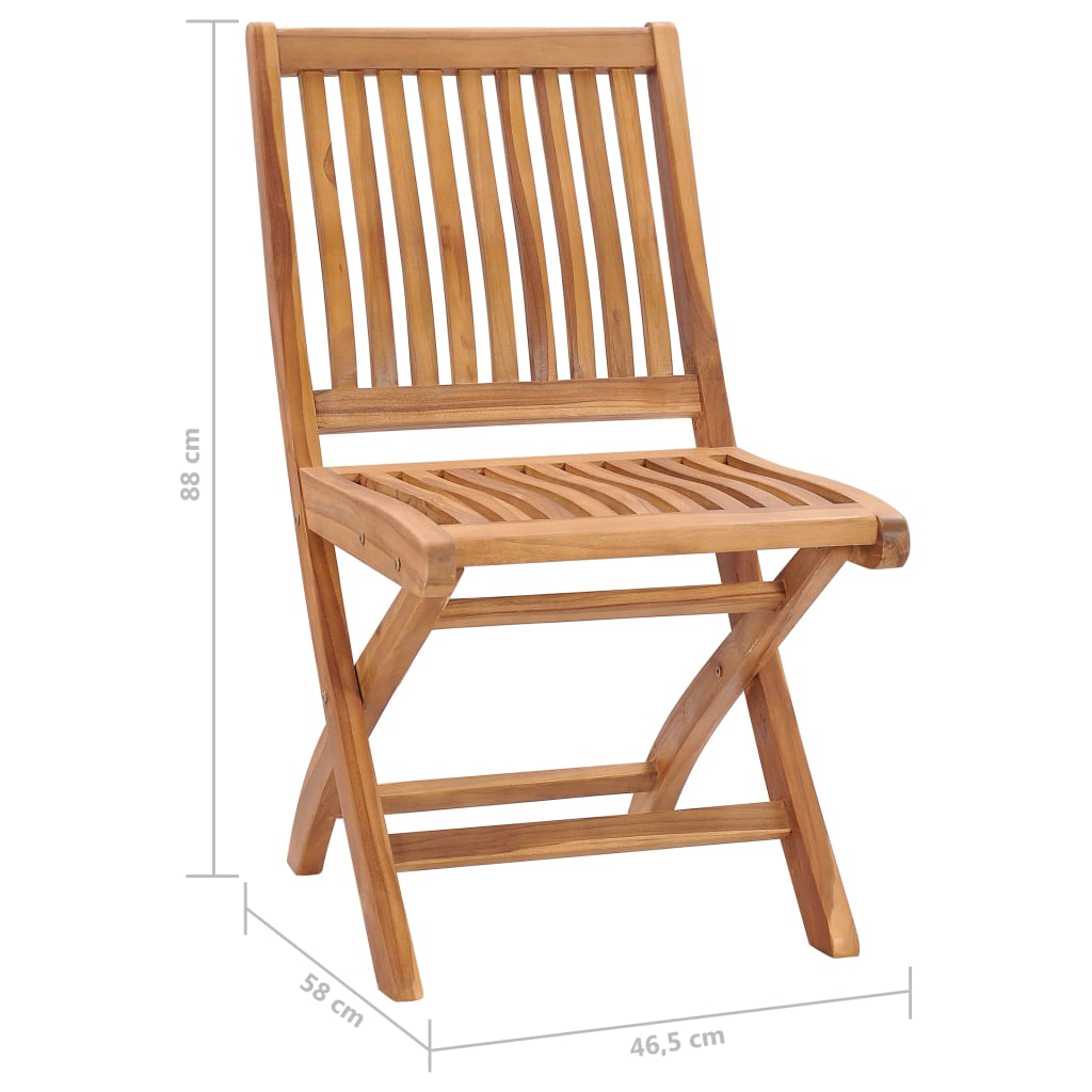 Chaises de jardin 2 pcs pliables en bois de teck massif