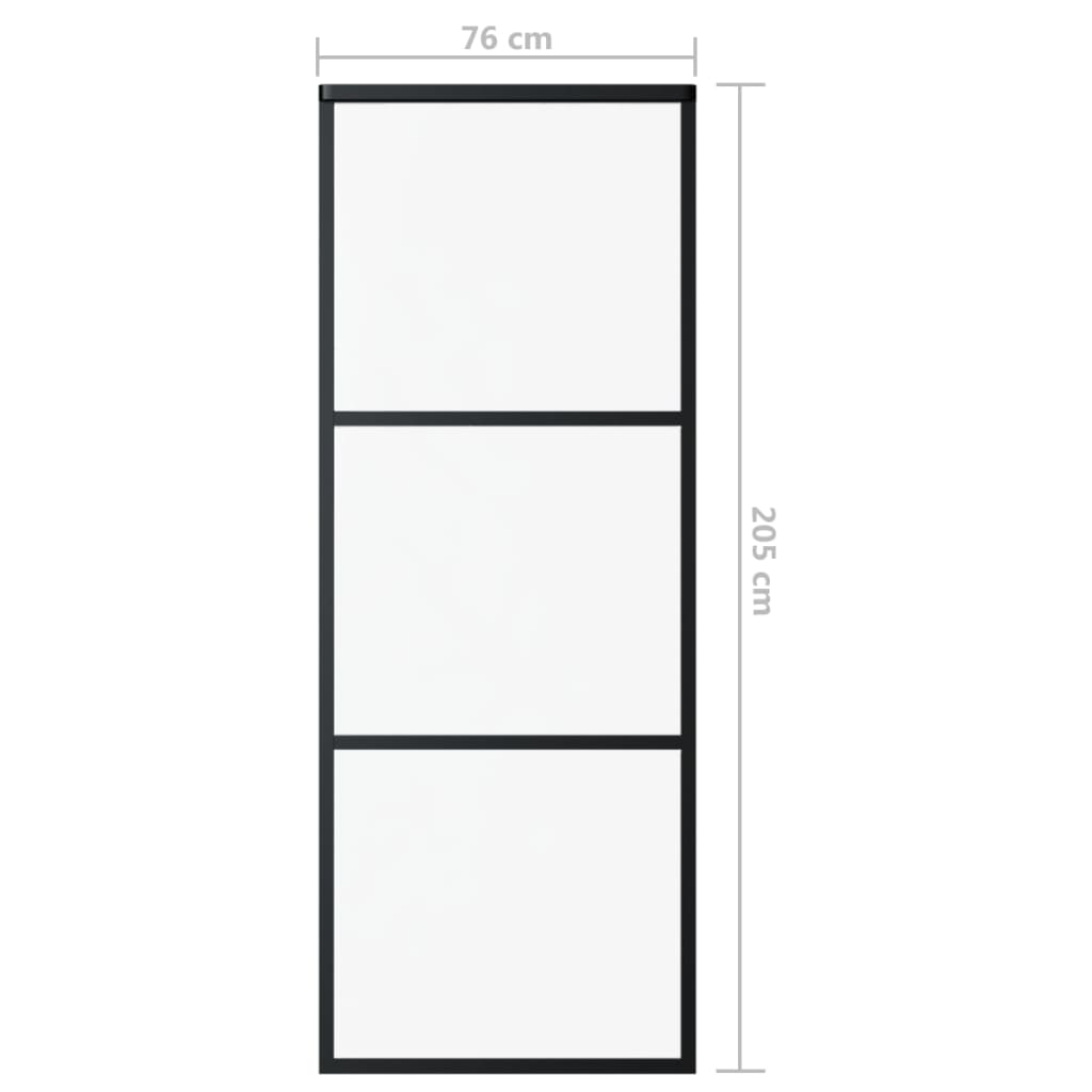 Schuifdeur 102x205 cm ESG-glas en aluminium zwart