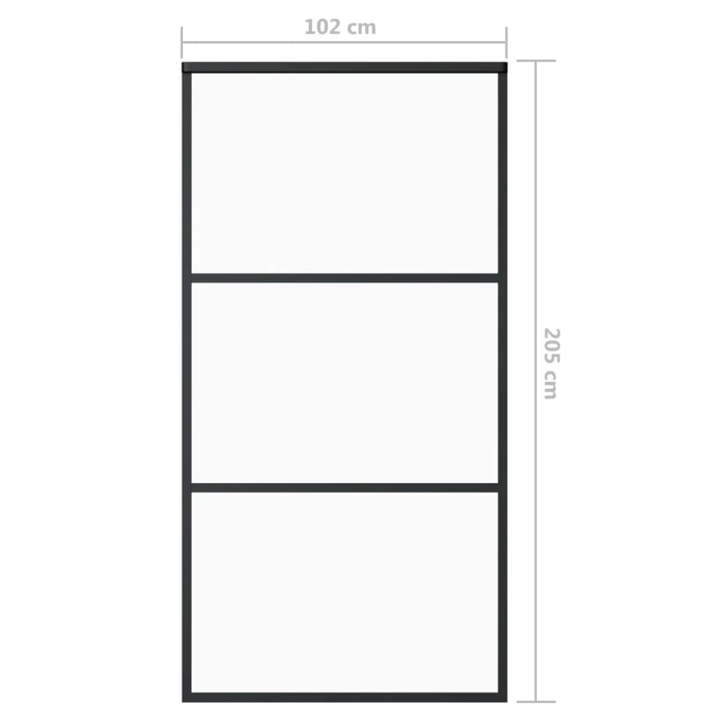 Schuifdeur 102x205 cm ESG-glas en aluminium zwart