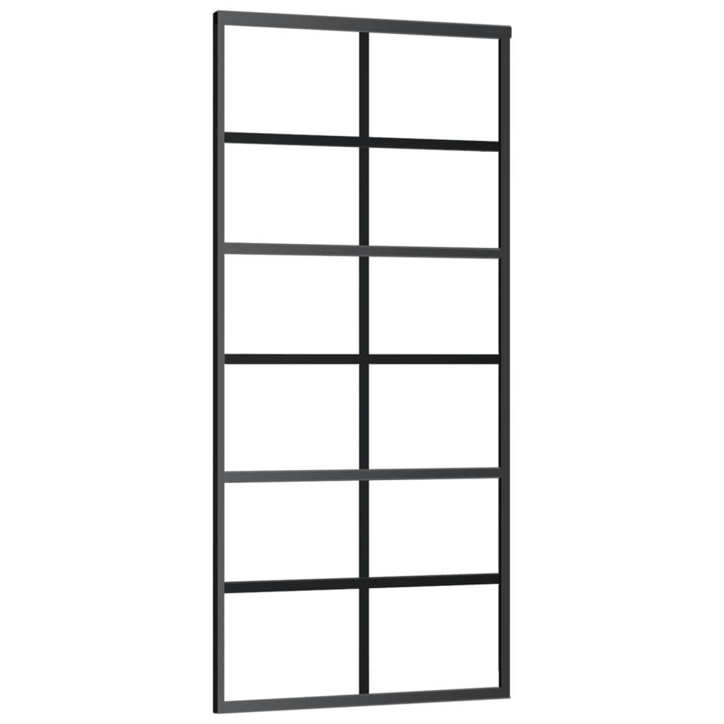 Schuifdeur 102x205 cm ESG-glas en aluminium zwart