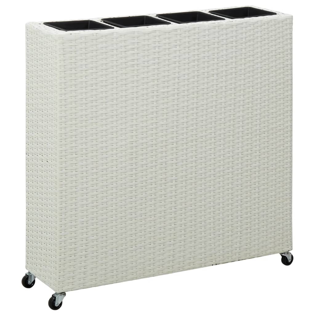 Plantenbak verhoogd met 4 potten 80x22x79 cm poly rattan bruin