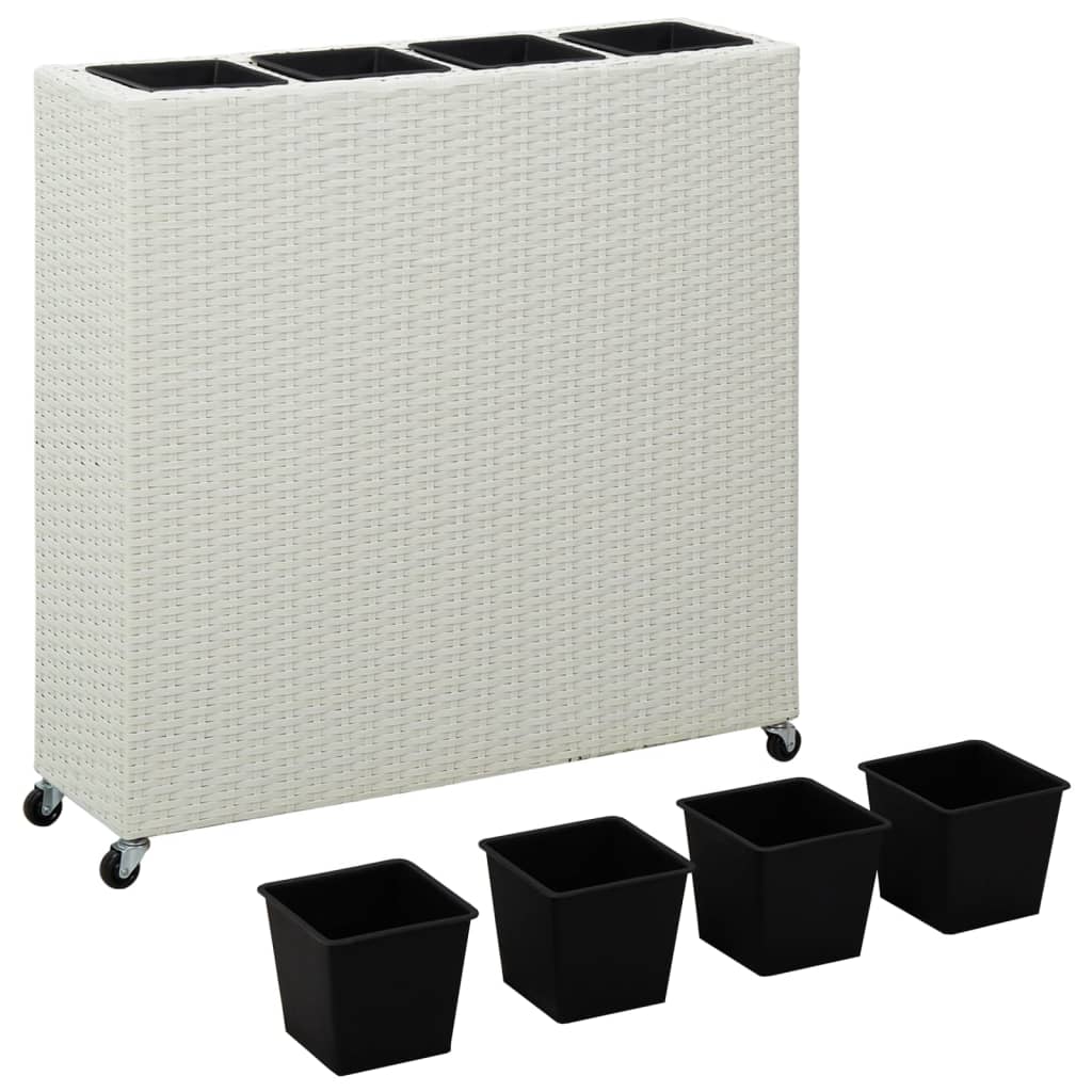 Plantenbak verhoogd met 4 potten 80x22x79 cm poly rattan bruin