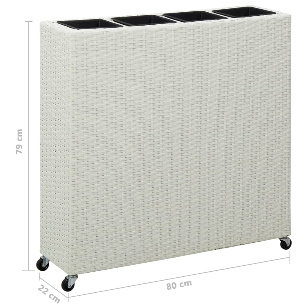 Plantenbak verhoogd met 4 potten 80x22x79 cm poly rattan bruin