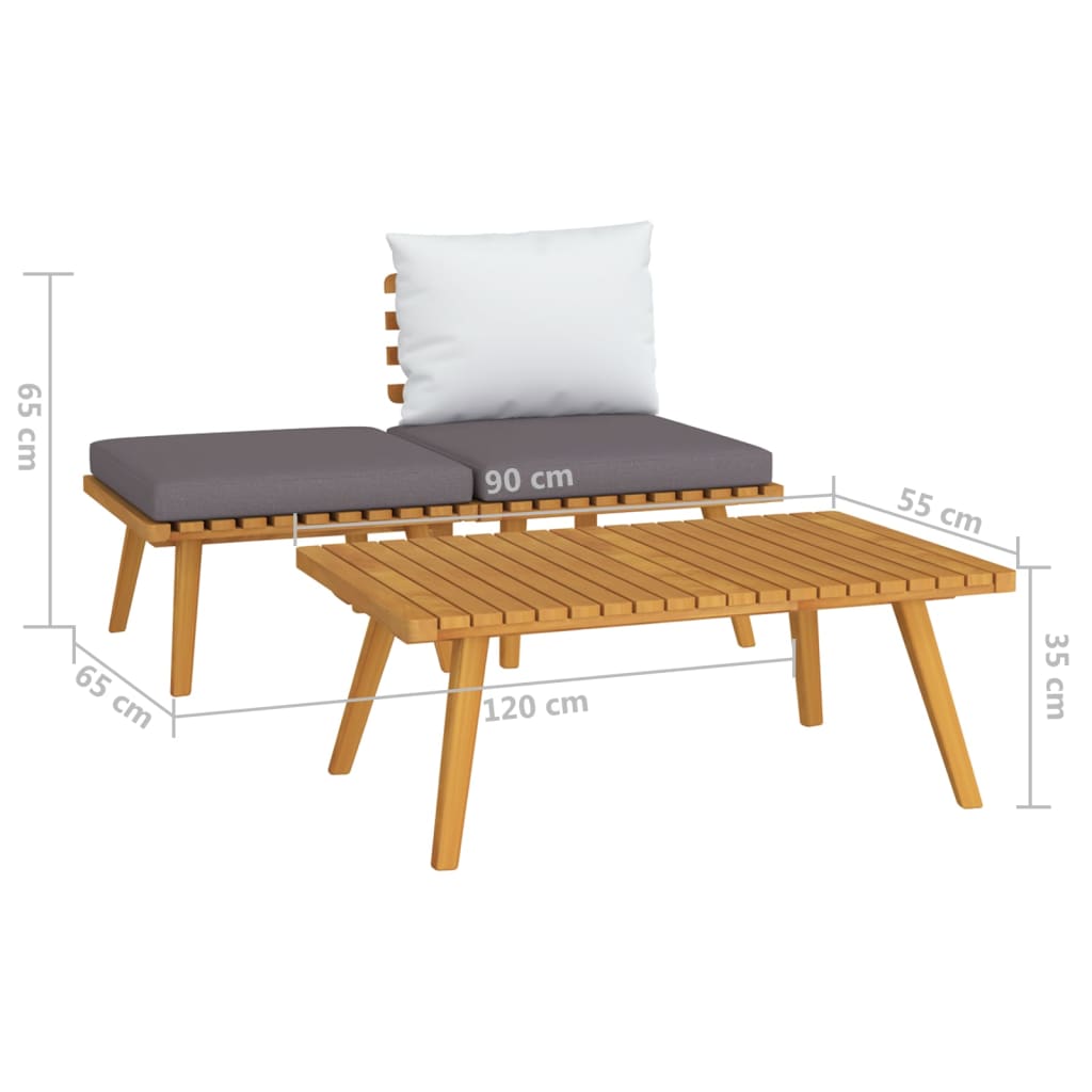 Chaise de jardin avec coussins en bois d'acacia massif