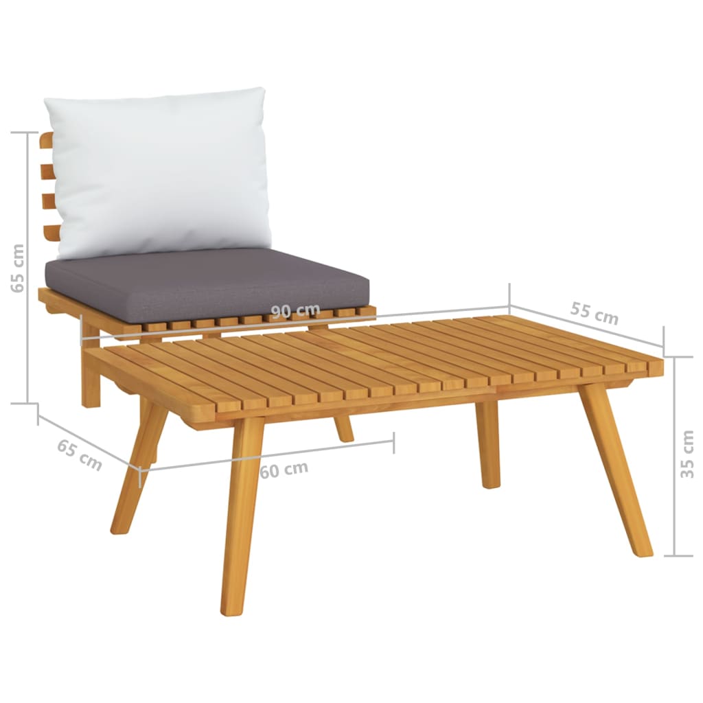 Chaise de jardin avec coussins en bois d'acacia massif