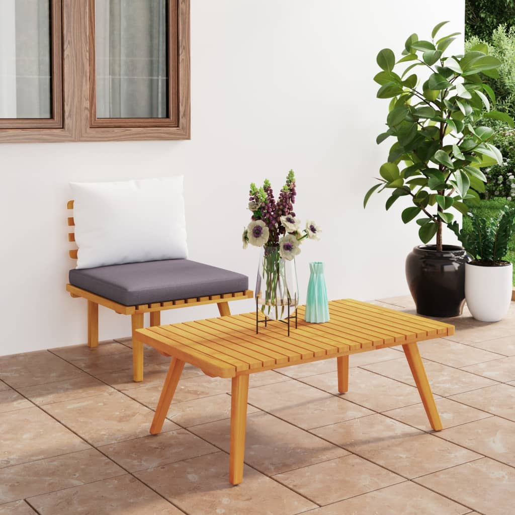 Chaise de jardin avec coussins en bois d'acacia massif