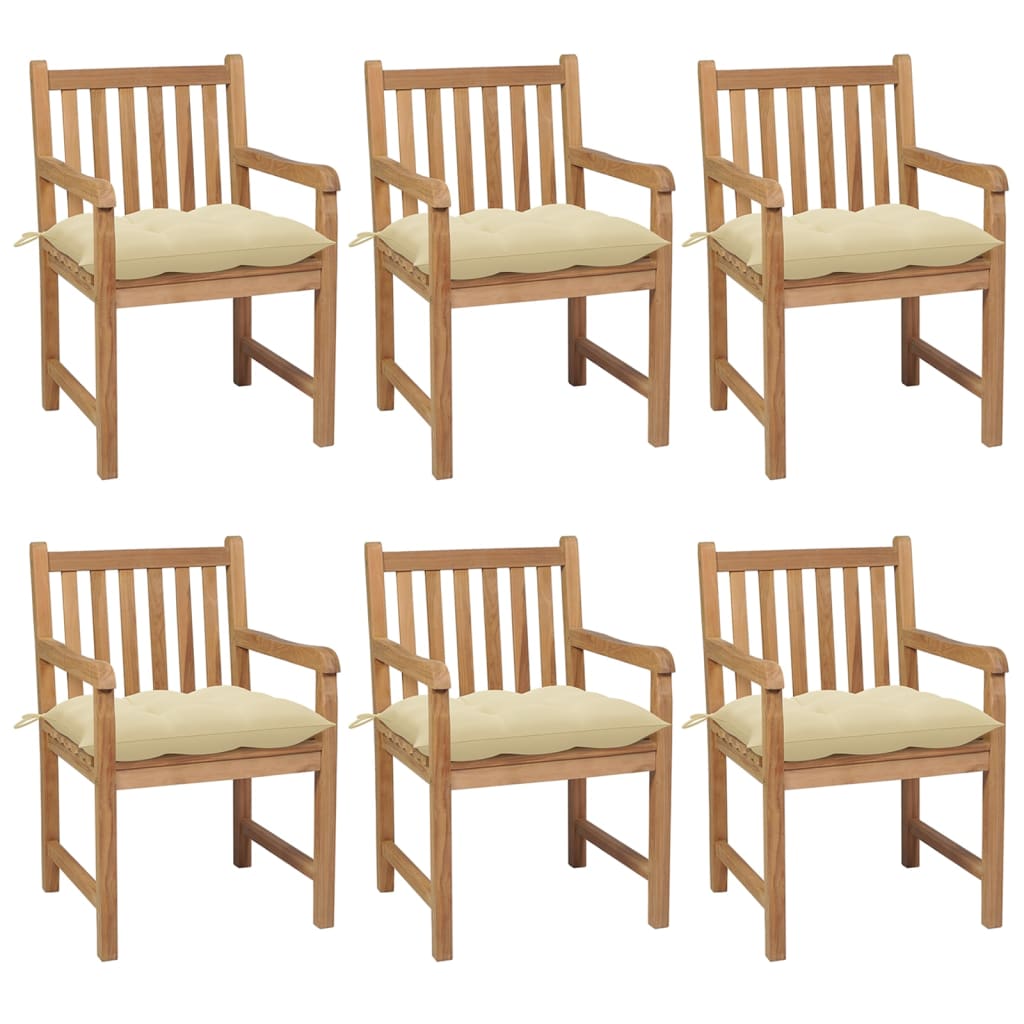 Chaises de jardin 4 pcs avec coussins verts en bois de teck massif